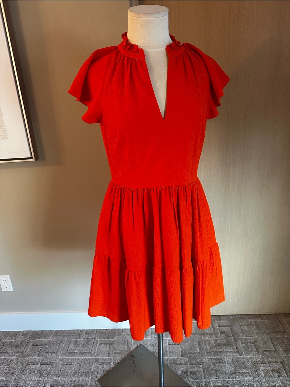 Women’s orange 🍊 Flutter-Sleeve Tiered 👗